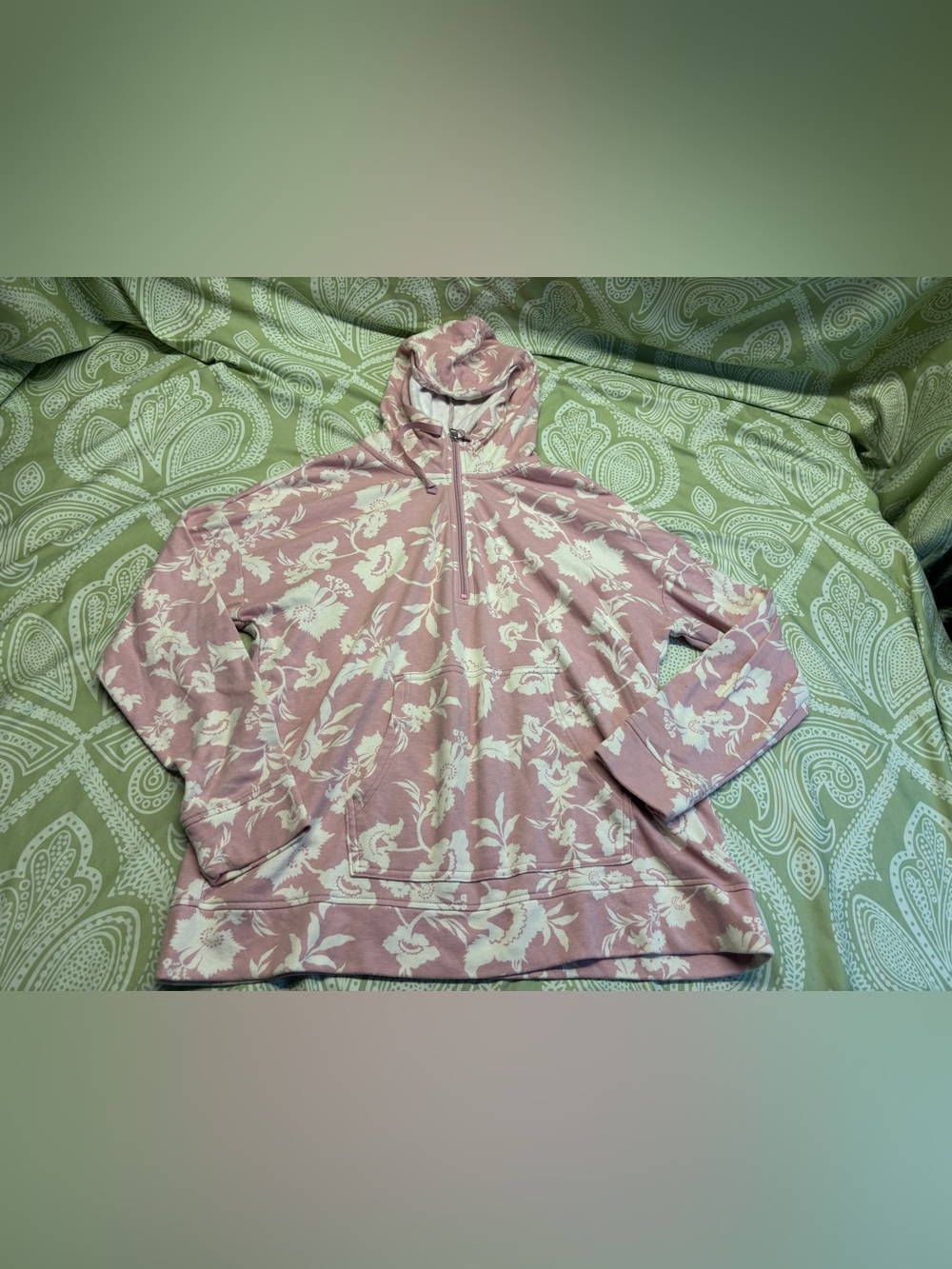 ⚛️croft & barrow Pink Floral Quarter-Zip Hoodie